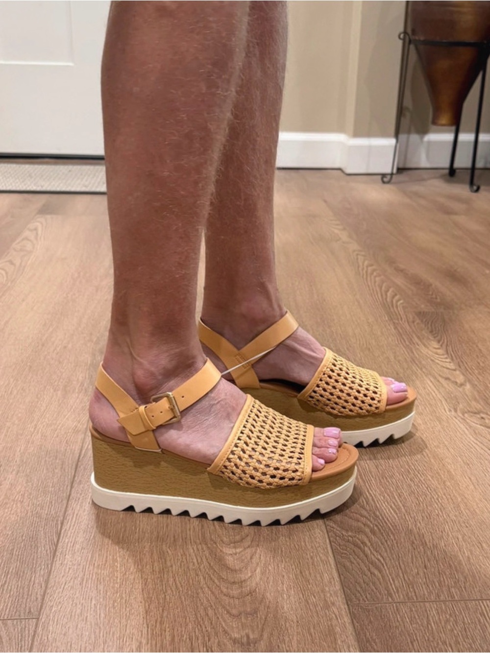 Universal Thread Woven Platform Wedge Sandals in Mustard